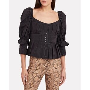 FOR LOVE & LEMONS Bijoux Moiré Puff Shoulder Top